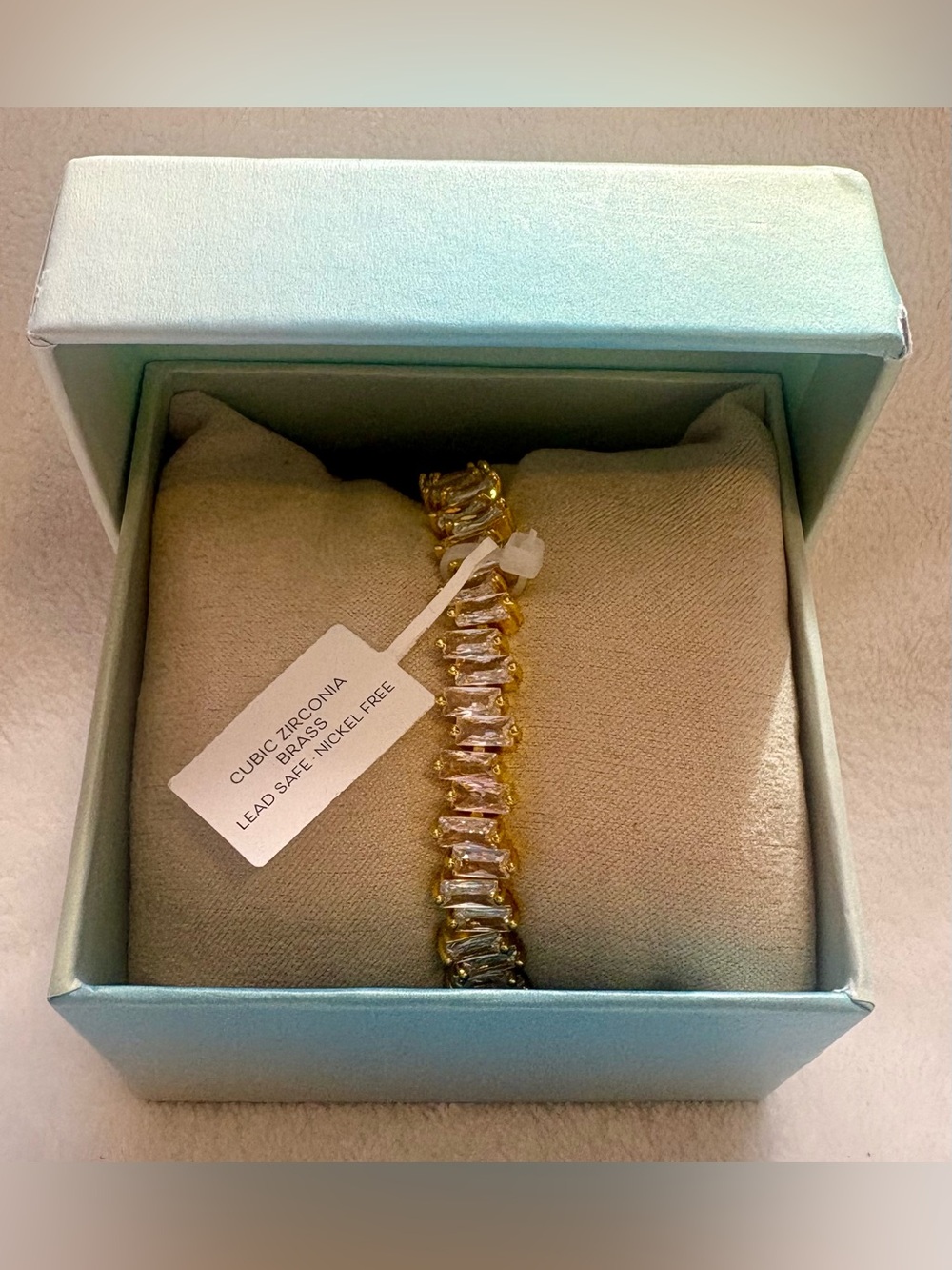 Gold-Tone Cubic Zirconia Tennis Bracelet with Pink Accents
